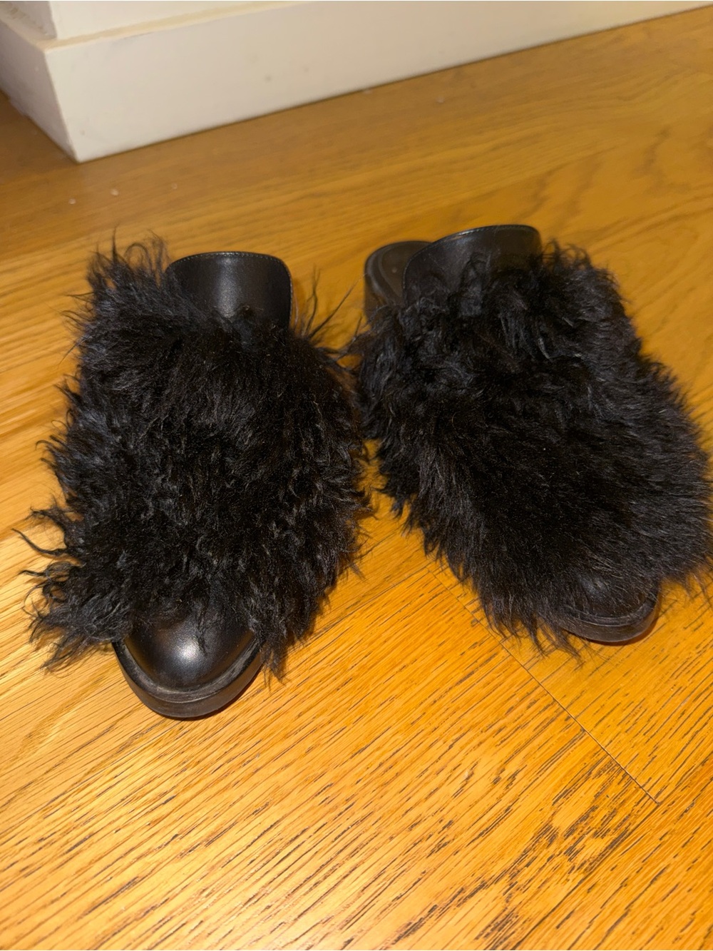 Freda Salvador Black Shearling Mules